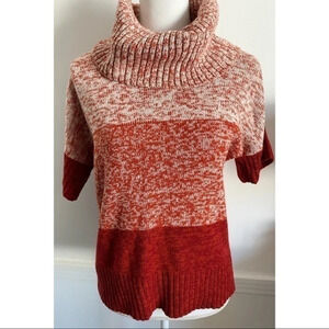 Love Rocks • Red Marled Striped Cowl Neck Sweater